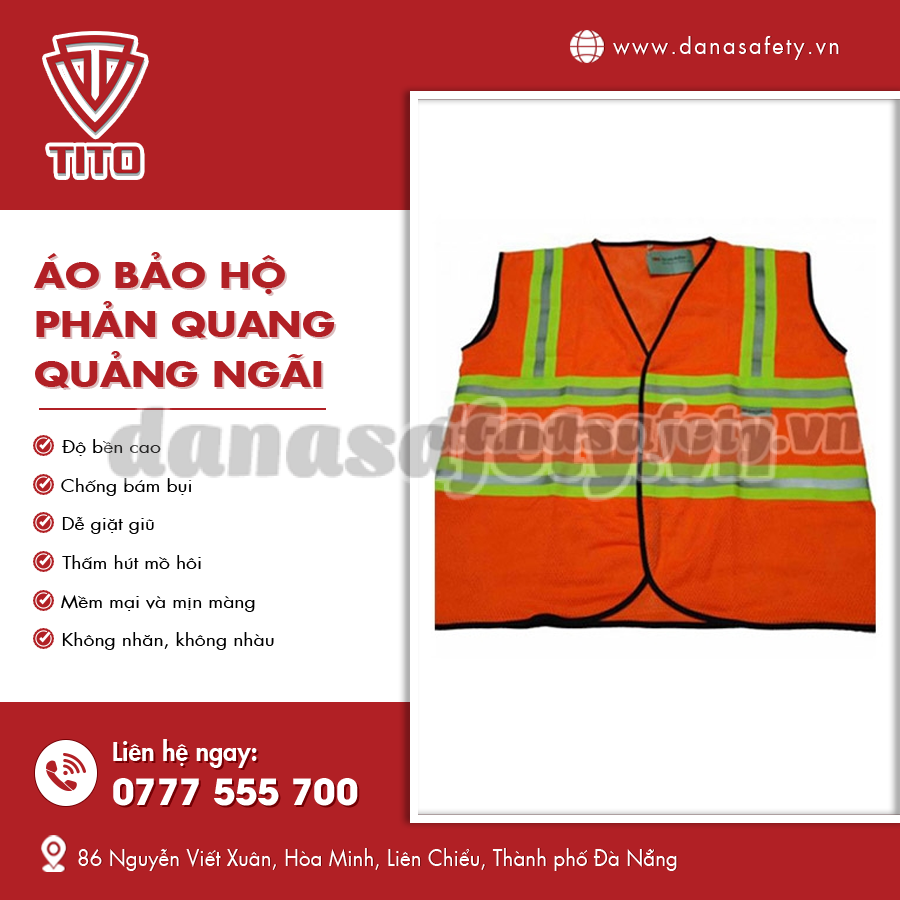 Áo bảo hộ phản quang có dải sáng trước ngực. Áo bảo hộ phản quang có dải sáng trước ngực.