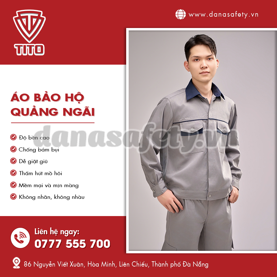 Áo bảo hộ tay dài, cổ đứng.