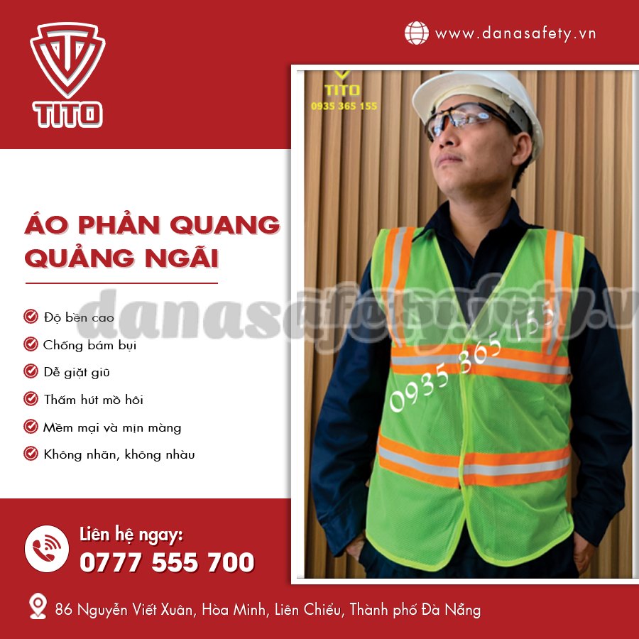 Áo phản quang có dải sáng trước ngực.