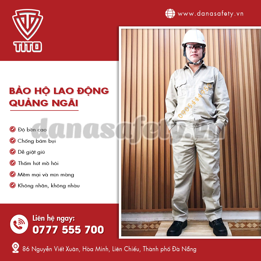 Bộ đồ bảo hộ lao động Quảng Ngãi chất liệu kaki dày dặn