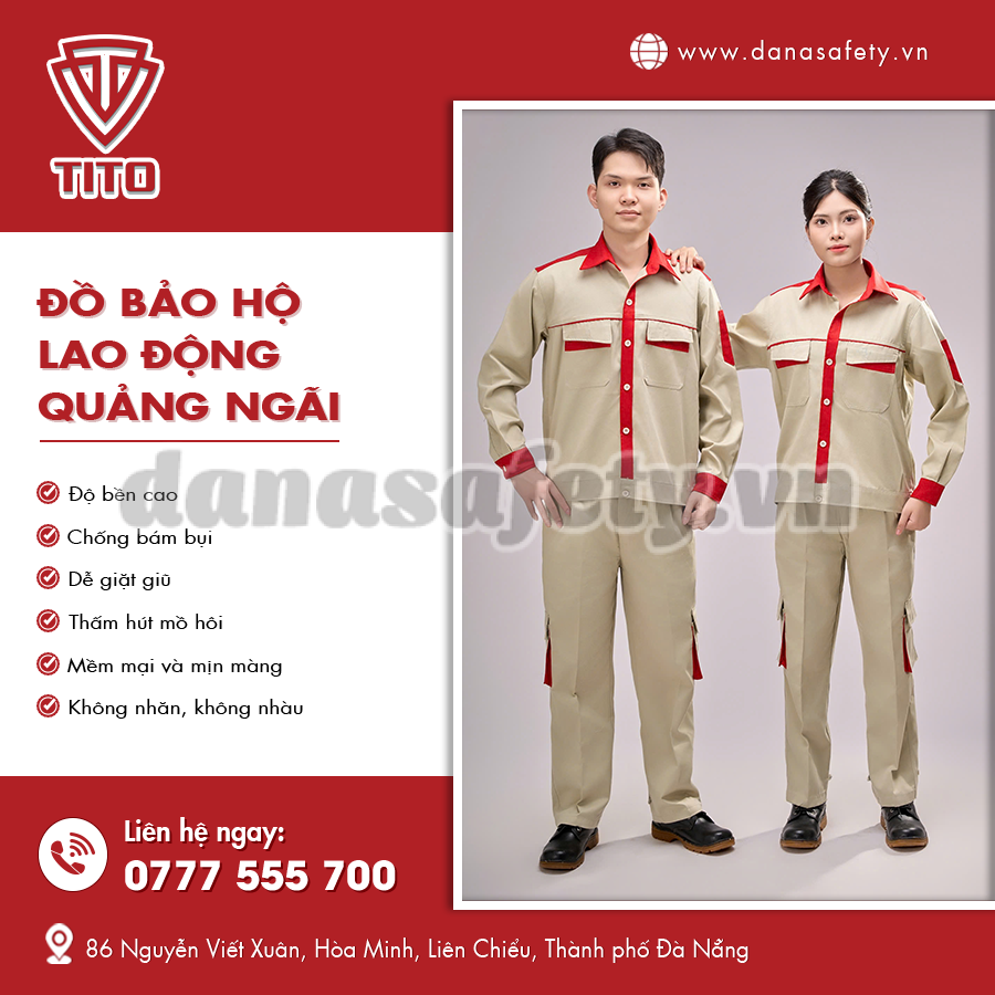 Đồ bảo hộ lao động gồm áo và quần liền bộ.
