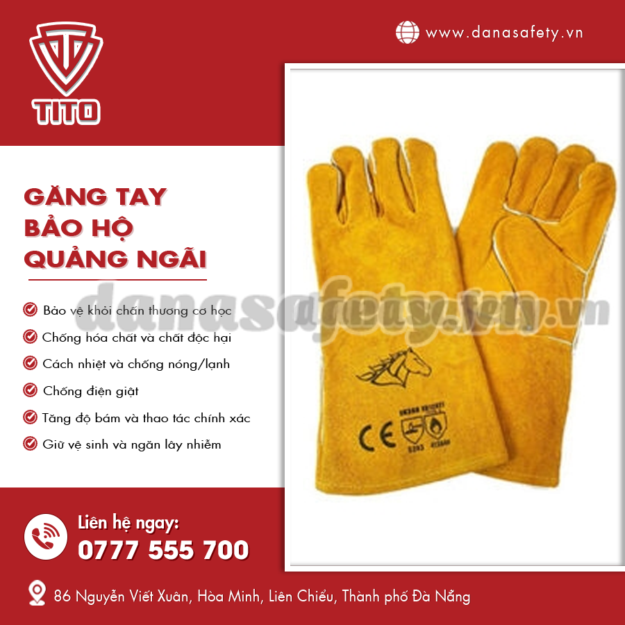 Găng tay bảo hộ Quảng Ngãi co giãn, dễ thao tác.