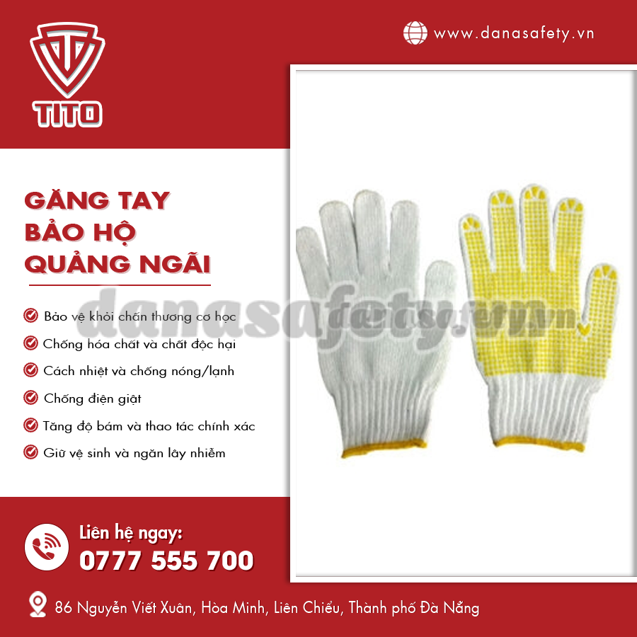Găng tay bảo hộ Quảng Ngãi bền, chịu nhiệt tốt.