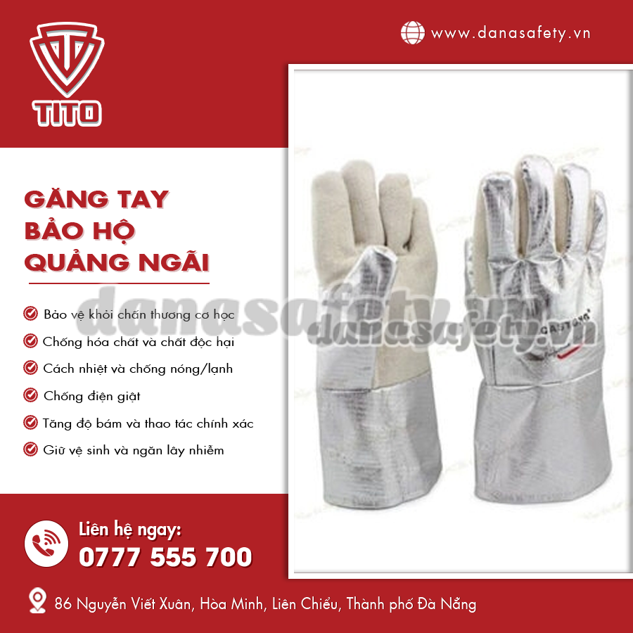 Găng tay bảo hộ Quảng Ngãi ôm sát, chống trơn trượt.