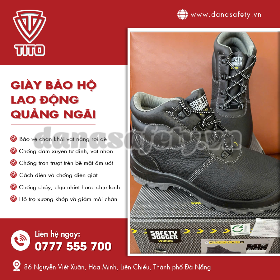 Giày bảo hộ lao động cổ cao, mũi cứng.