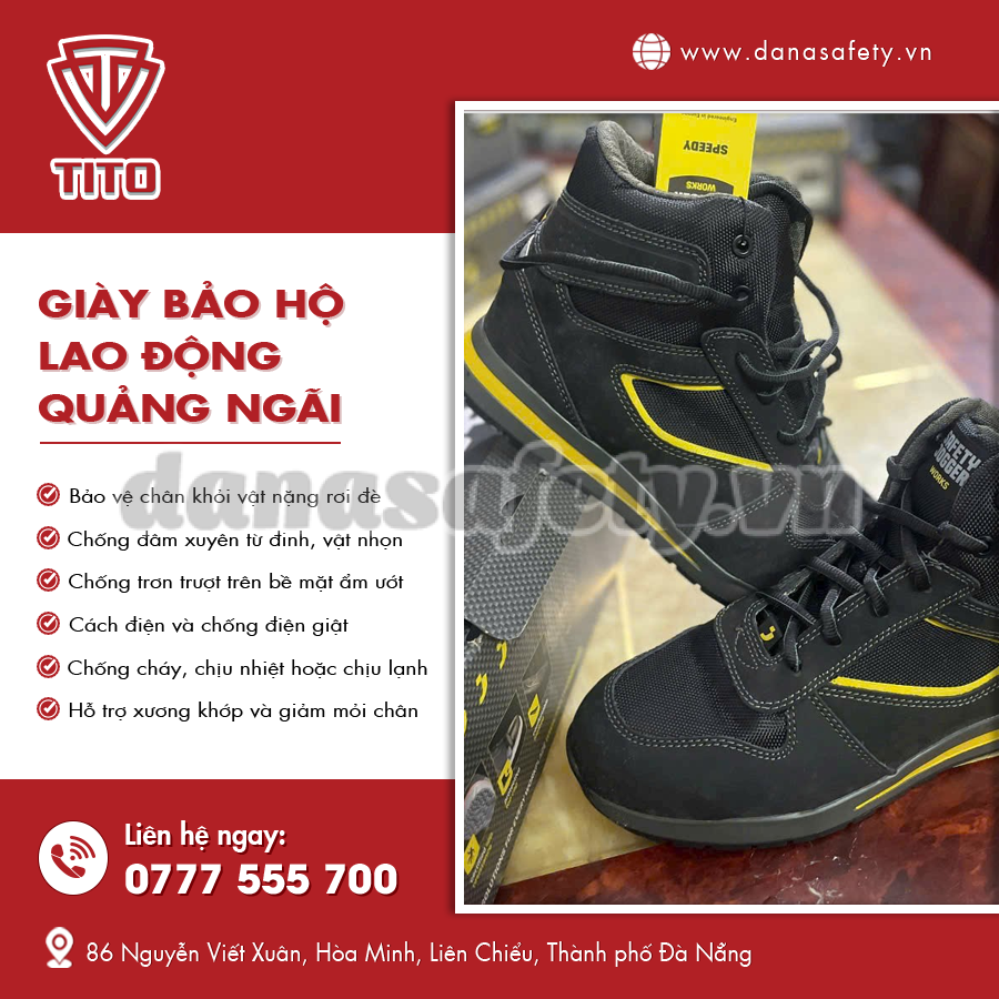 Giày bảo hộ lao động đế dày, chống trượt.