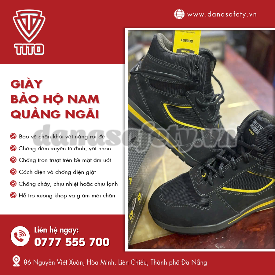 Giày bảo hộ nam đế dày, chống trượt hiệu quả.