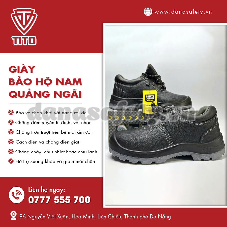 Giày bảo hộ nam thiết kế mạnh mẽ, chắc chắn.
