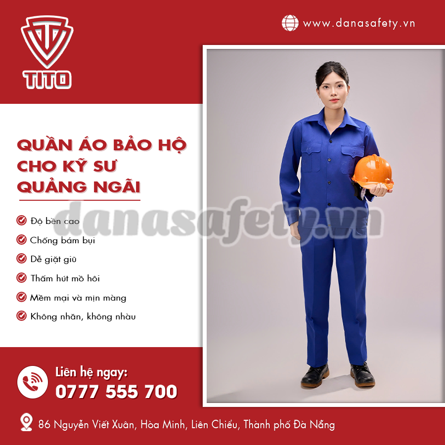 Quần áo bảo hộ cho kỹ sư may chắc chắn, dễ vận động.