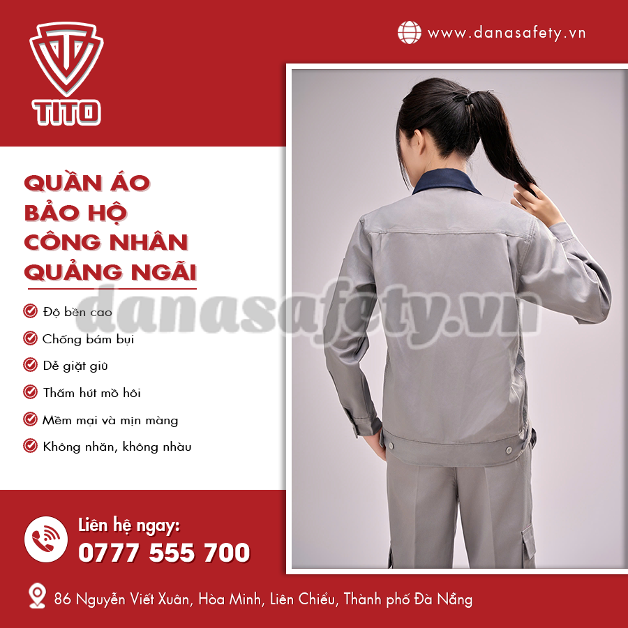 Quần áo bảo hộ công nhân may từ vải dày chống bụi.