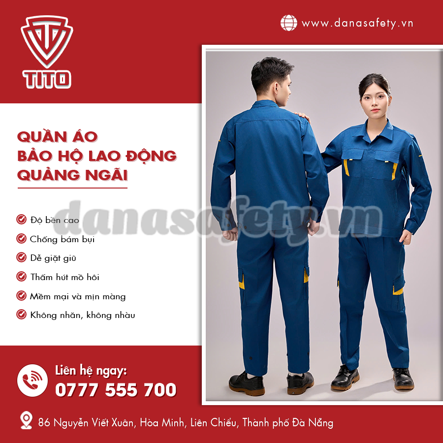 Quần áo bảo hộ lao động phối màu xanh – vàng, form đứng, dày dặn.