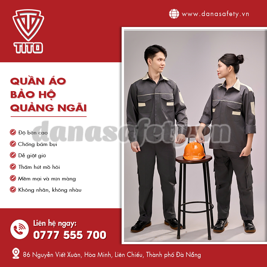 Đồng phục bảo hộ sử dụng chất liệu dày, chống bụi.