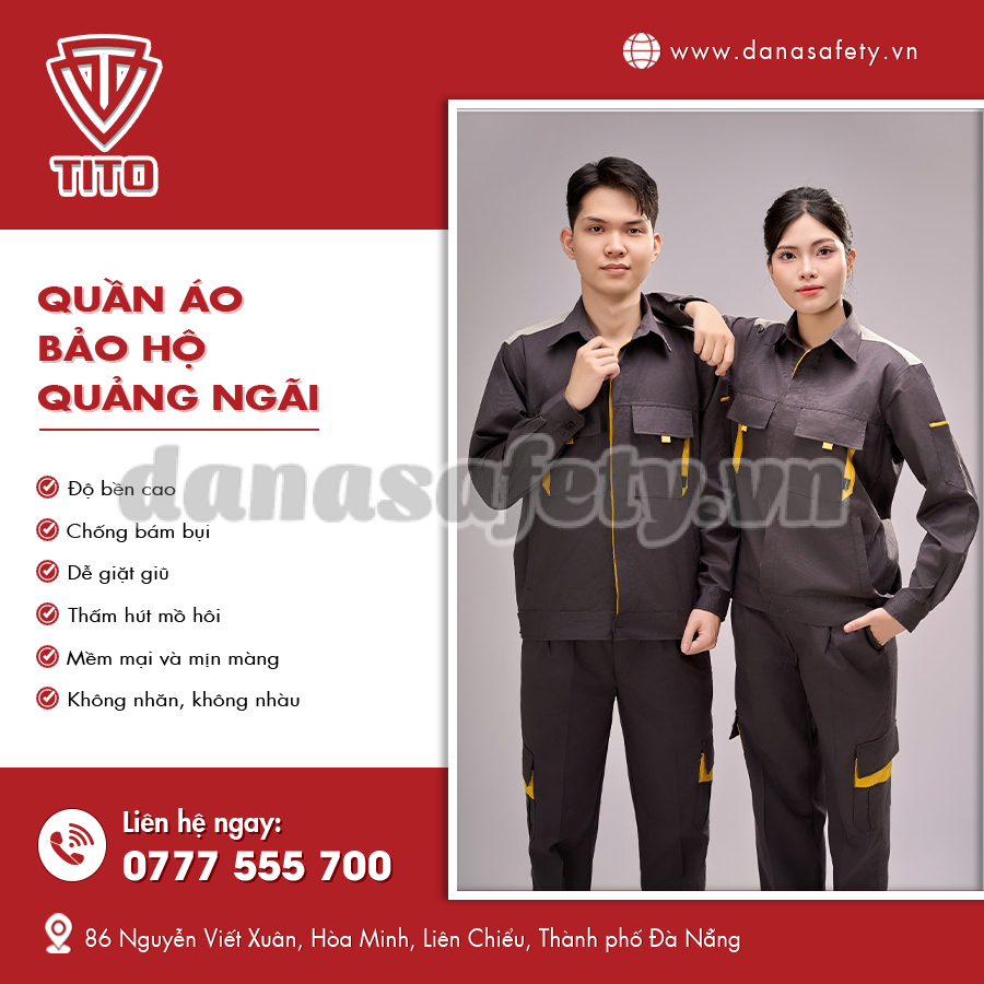 Quần áo bảo hộ thiết kế tay dài, cổ đứng.